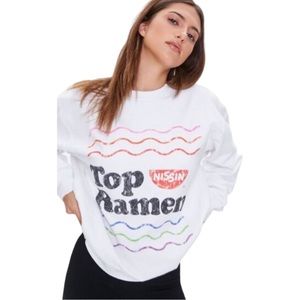 Top Ramen Logo Women's Medium/ Large White Pullover Sweater NWT